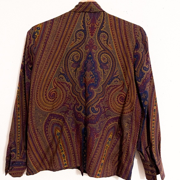 Vintage Women’s Wool Sportsworks 60s/70s Paisley Tie Collar Blouse US Size 4 - Picture 4 of 4